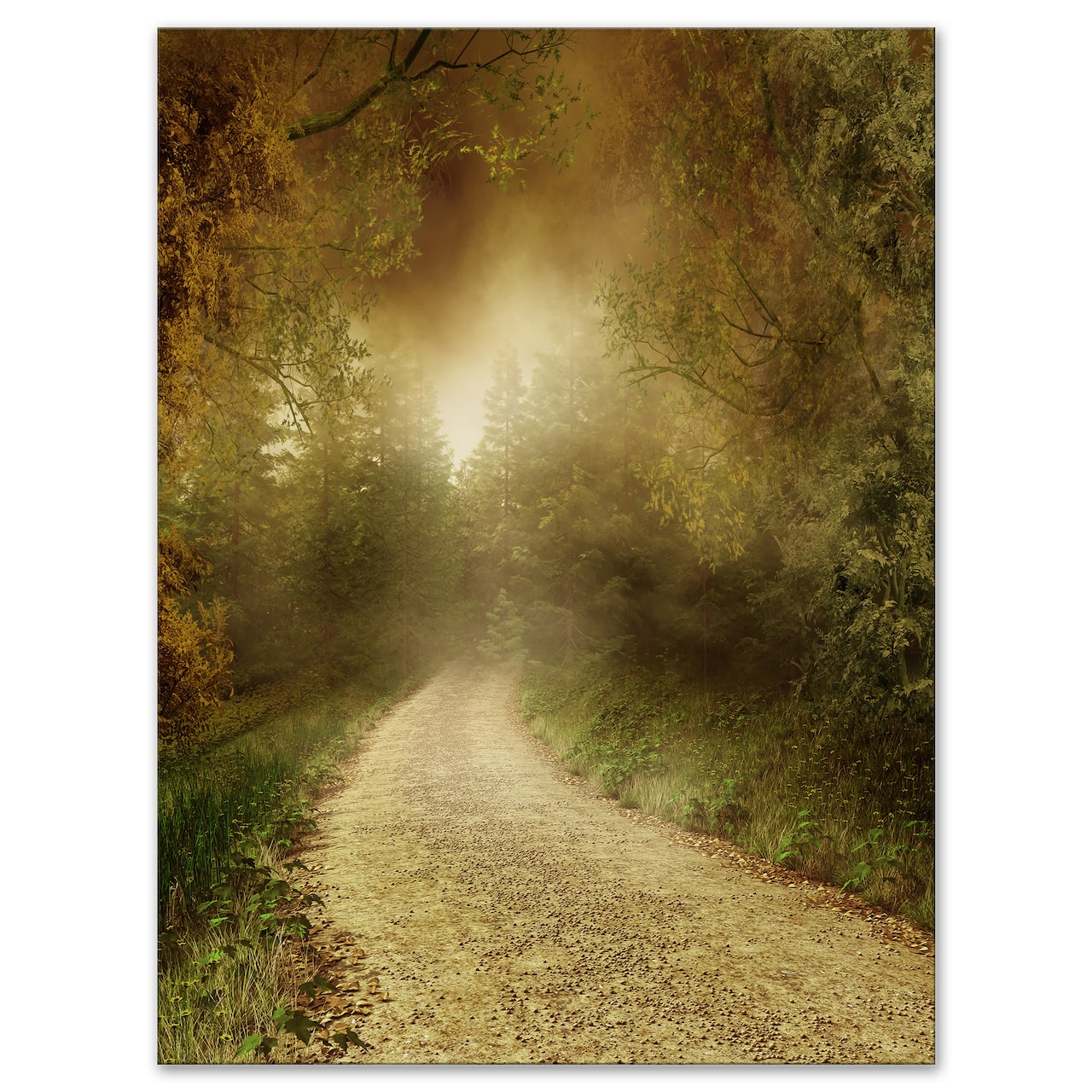 Designart - Country Road Through Fall Scenery - Landscape Photography Canvas Print